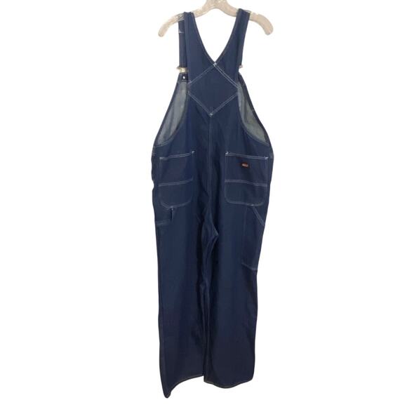 Dickies Denim Bib Overalls L Regular Blue Workwear Carpenter Pockets Heavy Duty - Picture 3 of 8
